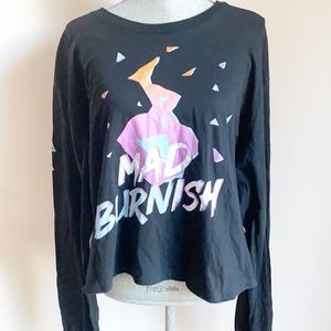 🌈 3/$20 Retro American Apparel black long sleeve mad burnish graphic tee-unisex